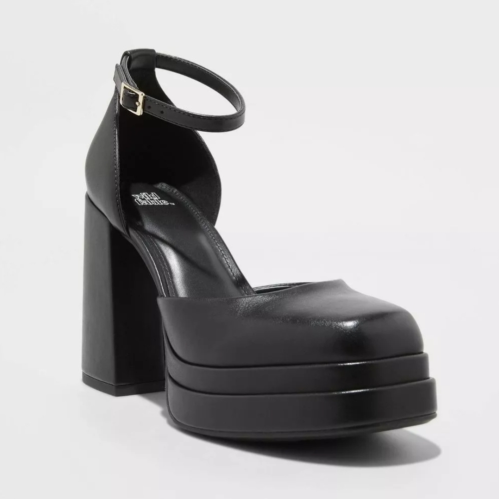 NWT Black Platform Chunky Heels Sz 9.5 Gothic Formal Prom Wild Fable